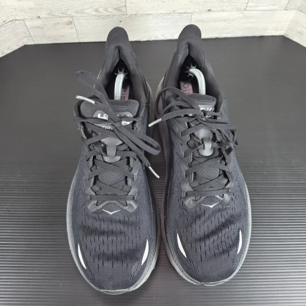 Hoka One One Clifton 8 Mens 13D Black Running Shoes 1119393 BBLC Low Top Sneaker
